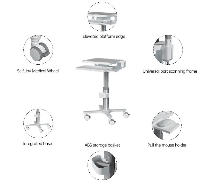 Mobile Dental Cart for Intraoral Scanner Medical Dental Lab Trolley Cart with Socket